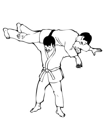 Kata Guruma Judo Throwing Coloring Page